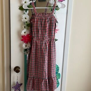 OshKosh B'gosh Red and White Checkered Dress, peek-a-boo back. Elastic waist